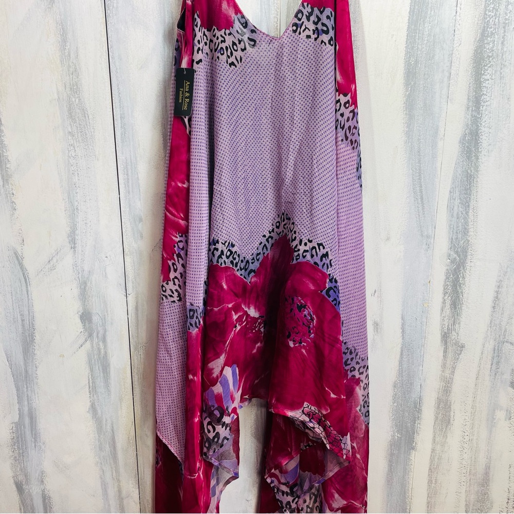 Ana & Rose Sheer Floral Animal Print Sleeveless Gold Necklace Beach Coverup OS - Picture 3 of 7